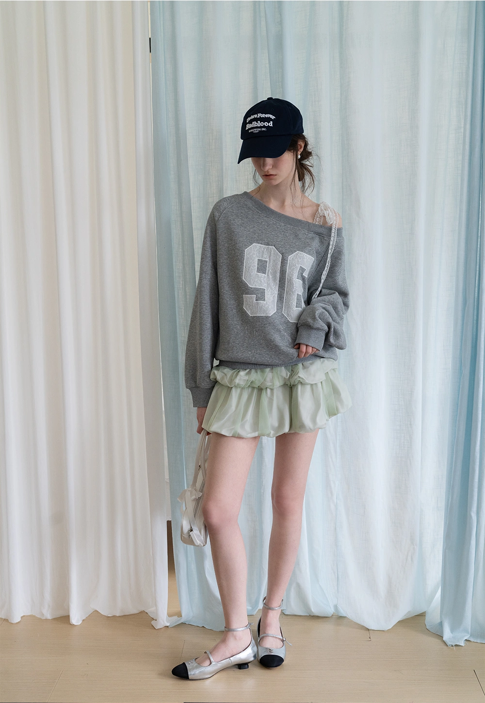 Women's Lace Off Shoulder Graphic Sweatshirt