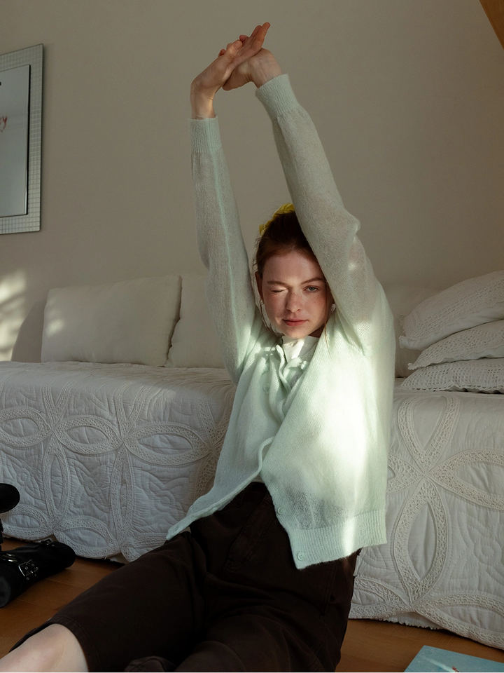 Mint Floral Knit Cardigan