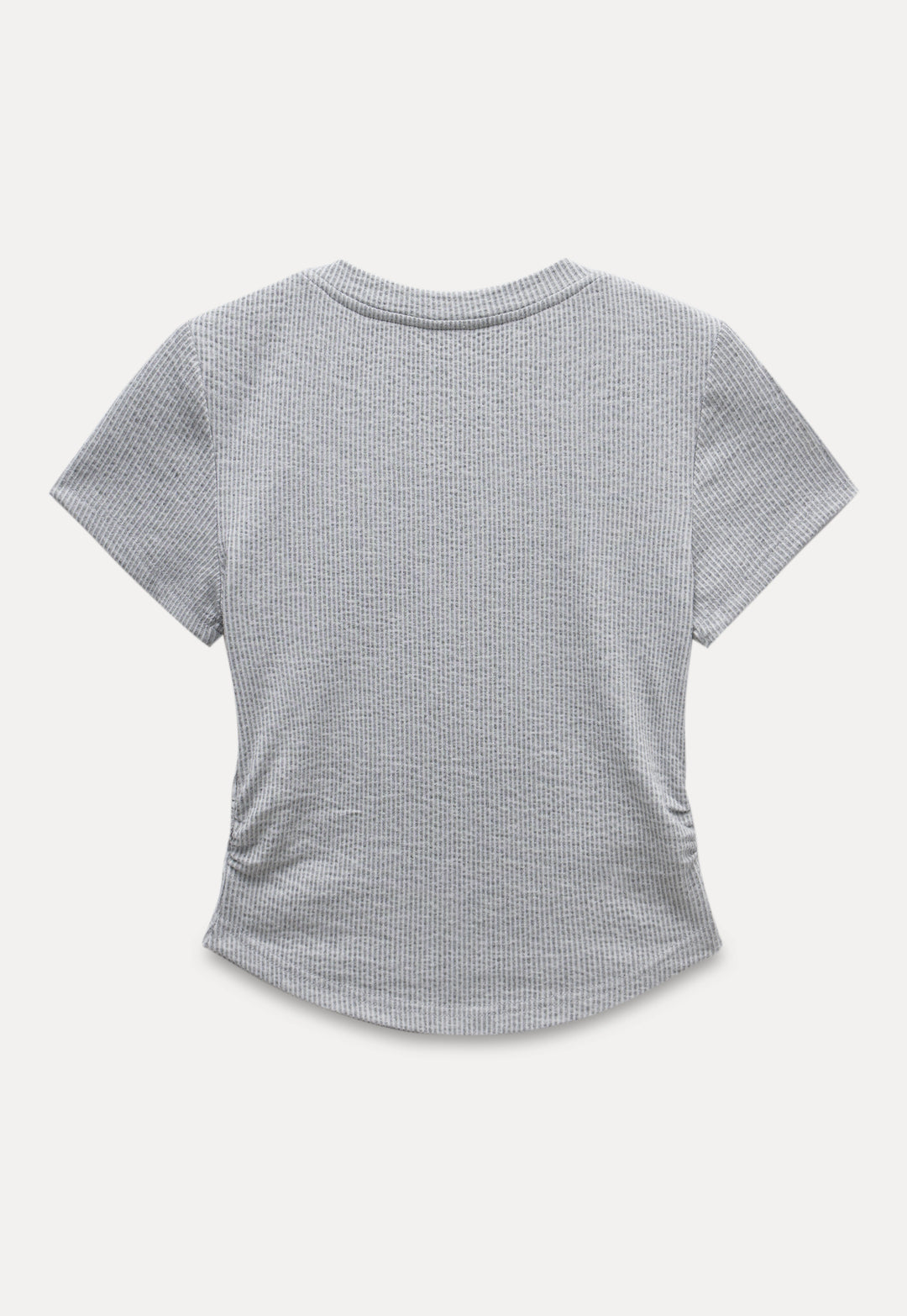 Waffle Knit Notch Neck Fitted T-Shirt
