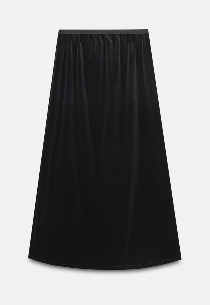 Women's Side Slit Velvet Maxi Skirt