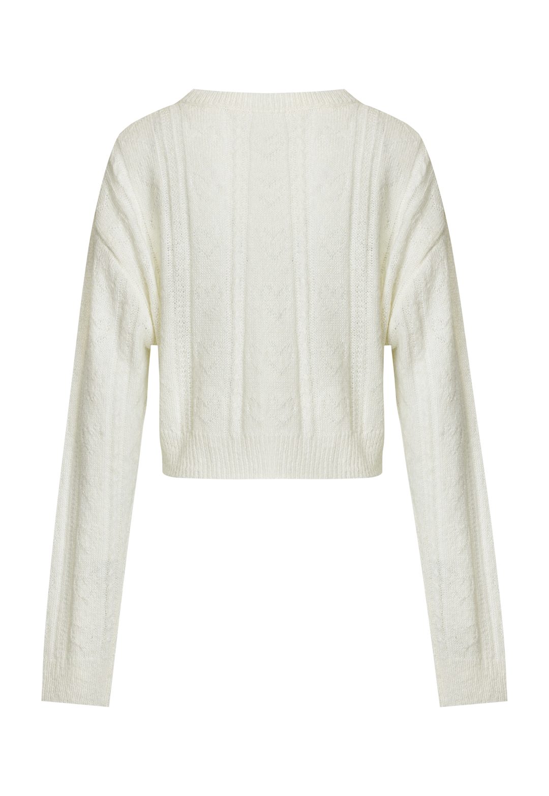 Women's Cropped Cable Knit Sweater with Bow Detail