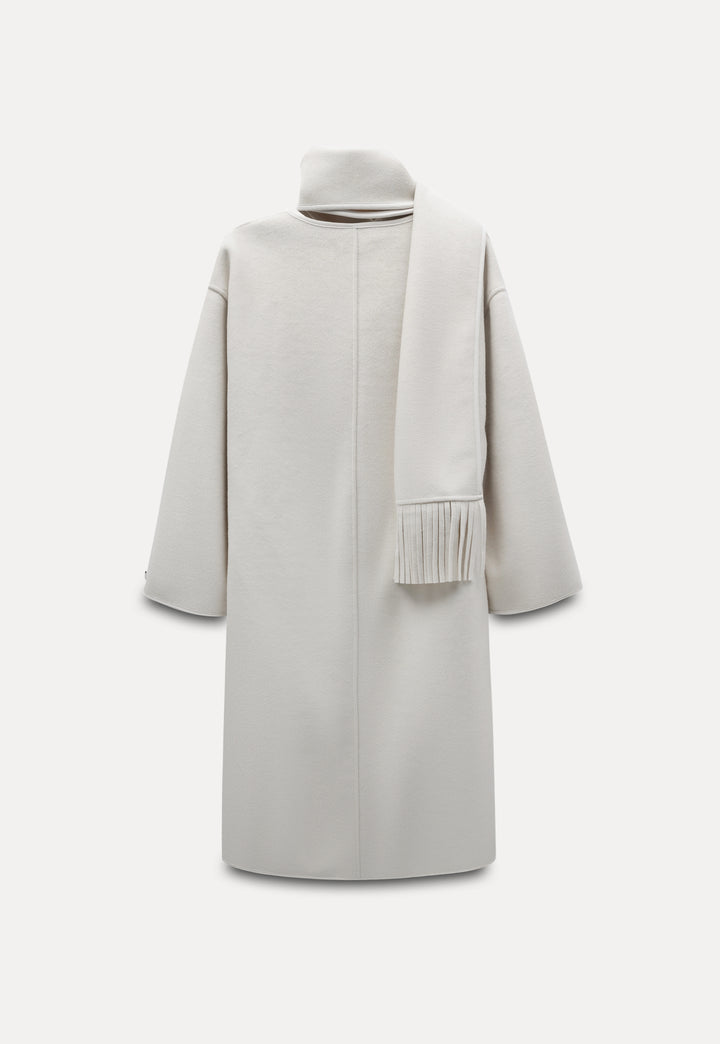 Women's Wool Blend Coat with Scarf Detail