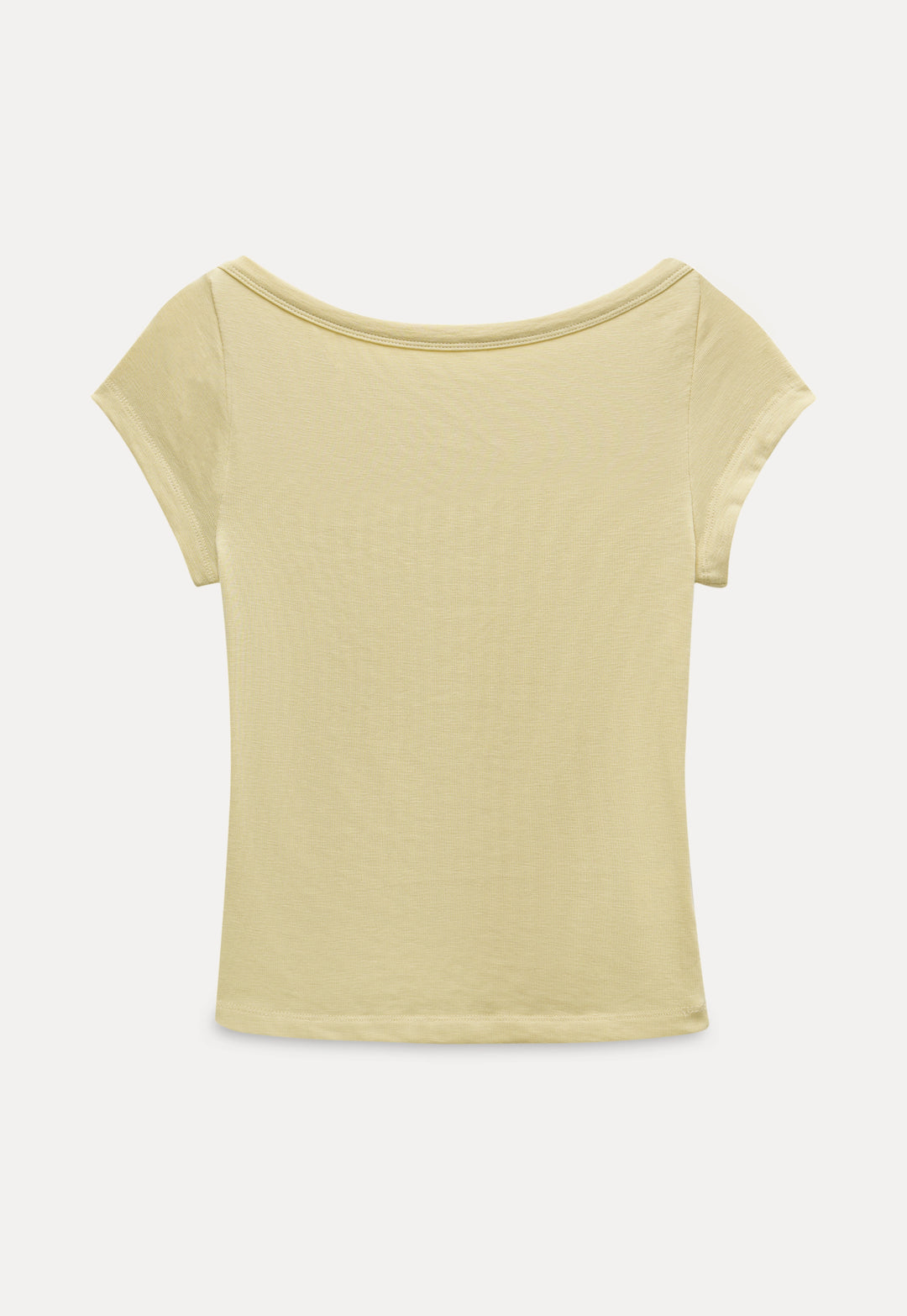 Off-Shoulder Ribbed Knit Slim Tee