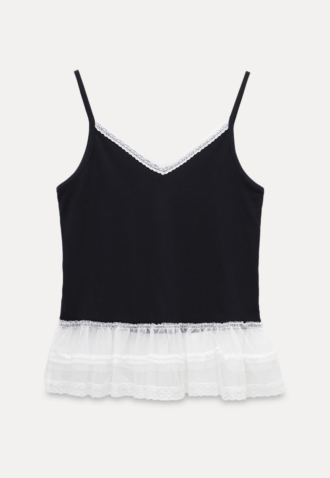 Lace Trim Layered Hem Cami Top