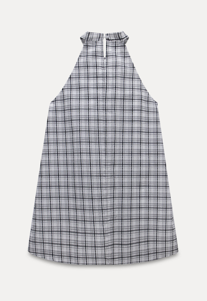 Women's Plaid Halter Neck Dress