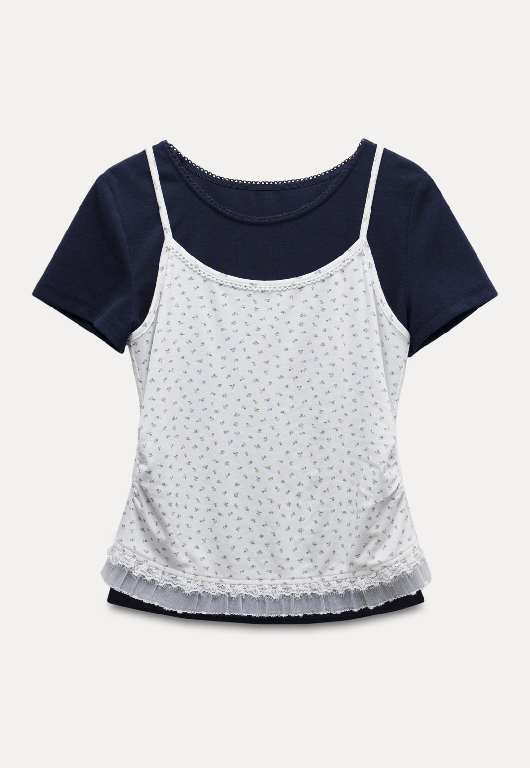 Women’s Layered Look Floral Cami T-Shirt