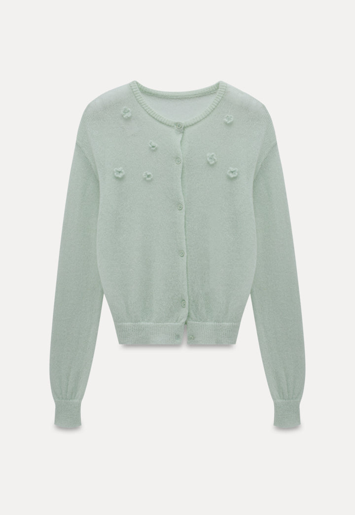 Mint Floral Knit Cardigan