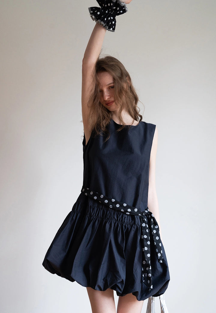 Women's Sleeveless Ruffle Hem Mini Dress