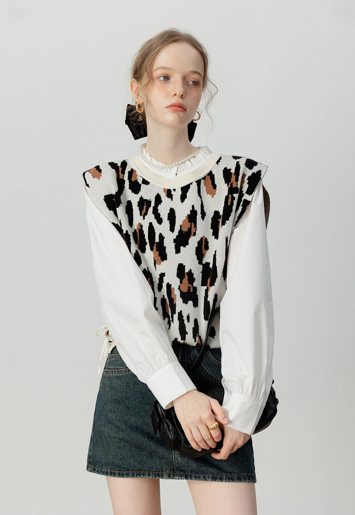 Women's Leopard Print Knit Vest