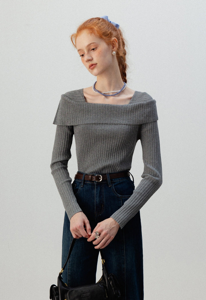 Off-Shoulder Ribbed Knit Top